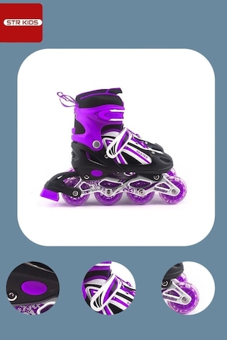 Vadi Mor Silikon Tekerli Ayarlanabilir Işıklı Paten S 31-34 Hp8136 Mor