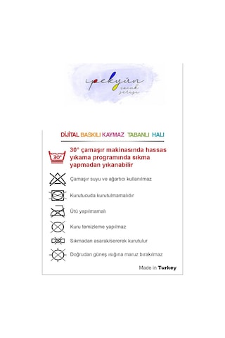 Kaymaz Tabanlı Ince Yıkanabilir Çocuk Halısı Fil Bulut Çok Renkli