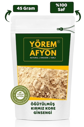 Yörem Afyon %100 Katkısız Hakiki Öğütülmüş Toz Kırmızı Kore Ginsengi 45gr.