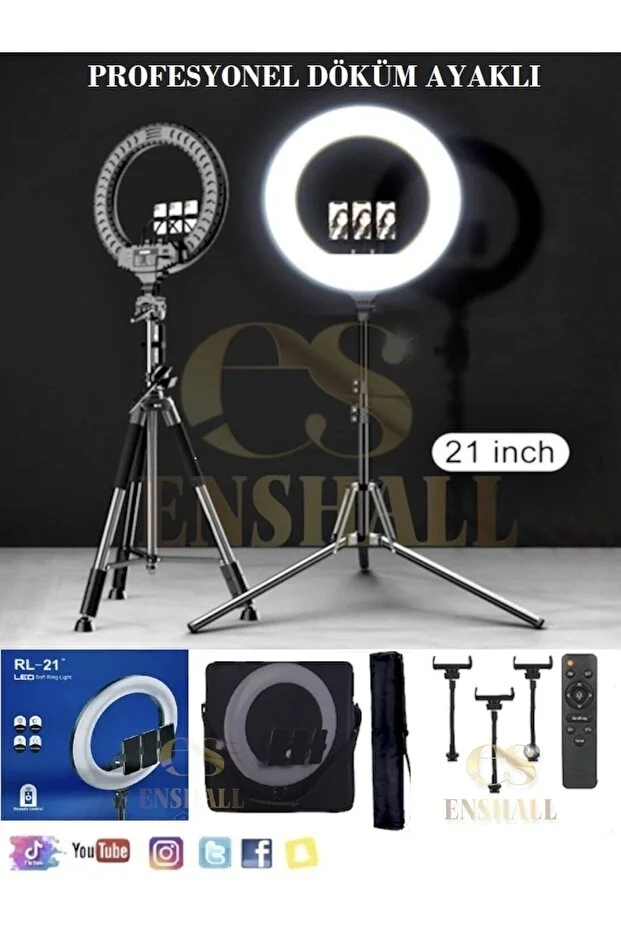 Döküm Ayaklı Profesyonel Kuaför Makyaj Çekimleri 21 Inç 65w 560led Kumandalı Ring Lıght Çekim Işığı 21inch