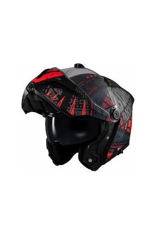 Axxis Ghostfighter Sv Boho C3 Motosiklet Çene Açılır Kask Siyah Kırmızı