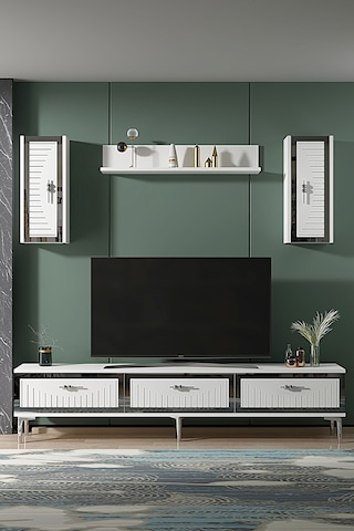 Tvr1801bs - Tuna Tv Ünitesi Beyaz Sılver 180cm Beyaz - Sılver