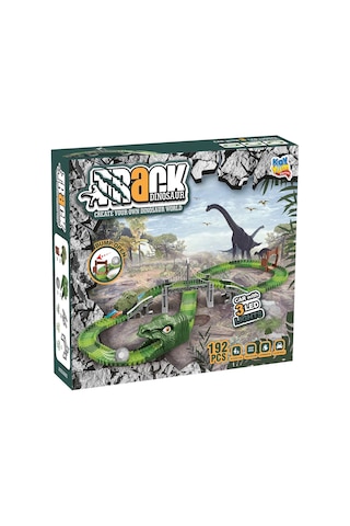 Dinozor Trucks 192 Parça Raylı Pist - Raylı Araç Oyuncak - Tren Oyuncak - Renkli Araç Yolu - Dino Tr