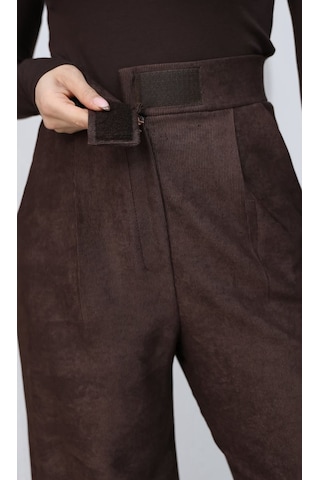 Nevege Butik Enter Premium Cırtlı Kadife Kahverengi Pantalon Acı Kahverengi
