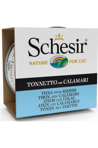 Schesir Ton Balık ve Kalamarlı Konserve Yetişkin Kedi Maması 12 x 85 G