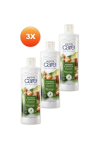 Avon Care Avakado Ve Badem Yağı İçeren Şampuan Ve Saç Bakım Kremi 700 Ml. Üçlü Set