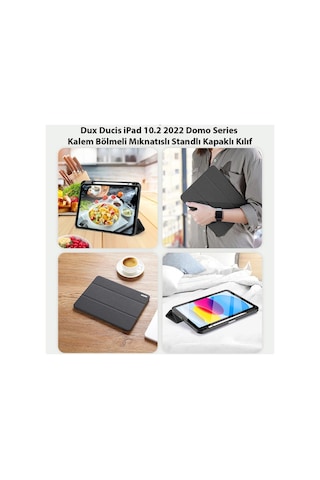 Dux Ducis Apple Uyumlu iPad 10.9 2022 Kılıf Domo Series Kalem Bölmeli Mıknatıslı Standlı K - Hs08377049-8 Siyah Arka Kapak