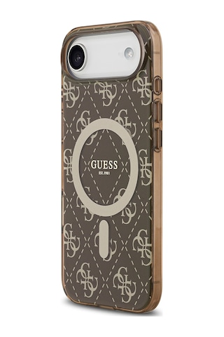 Apple Uyumlu iPhone 17 Air Kılıf Guess Lisanslı M-safeli Iml Baskılı Klasik Logolu 4g Desenli Kahverengi Kahverengi