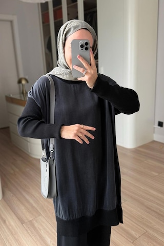 Kahijab İpek Cupra Merserize Tunik - Siyah