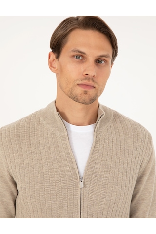 Pierre Cardin Erkek Kum Melanj Hırka Triko 50300508-vr123 Kum