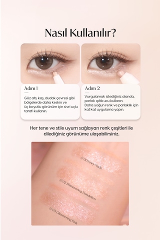 Çift Taraflı Işıltılı Kalem Far Perıpera Sugar Twinkle Duo Eye Stick 03 Glimmering Pink 03