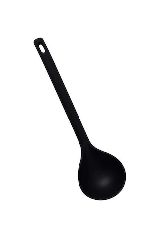 Novahub Black Büyük Kalın Silikon Kaşık Ramen Erişte Kepçe Uzun Sap Çorba Kaşığı 30x8.3cm Cn Black