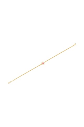 Diamond Line - Gülaylar - Sarı Altın 14 Ayar Çiçek Bileklik Çocuk Standart Sarı Altın