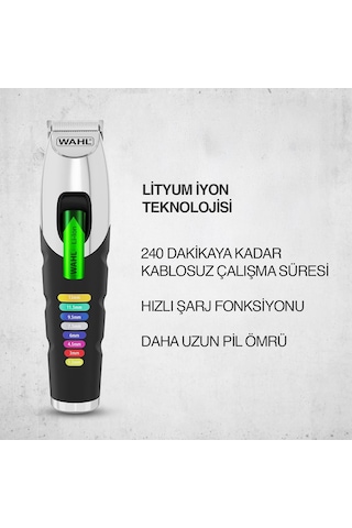 Wahl 9893 Color Trim Beard 8 Renkli Kılavuz Taraklı Şarjlı Sakal Kesme Makinesi