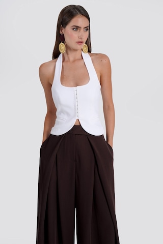 Thalure Kadın Beyaz Halter Yaka Crop Yelek