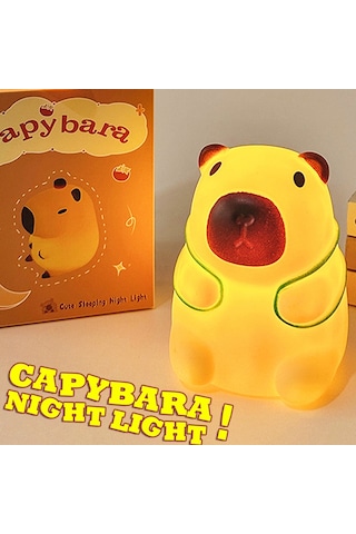 Şirin Mini Kapibara Gece Lambası Pille Çalışan Karikatür Lamba 4 Çok Renkli