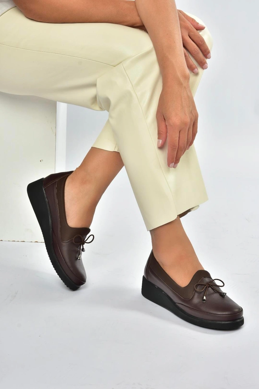 Fox Shoes V555075003 Kahverengi Hakiki Deri Comfort Ortopedik Taban Kadın Ayakkabı Kahverengi-hakiki Deri