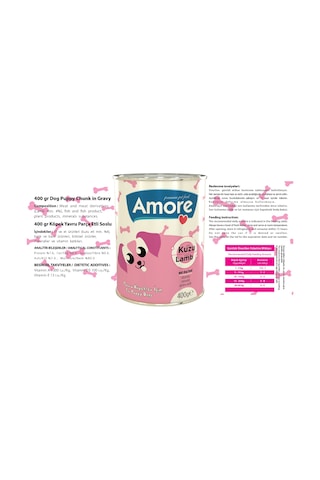 Amore Puppy Kuzu Parça Etli Yavru Köpek Konserve Maması 4 x 400 G