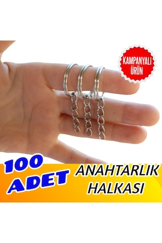 Kinadunyasi 100 Adet Zincirli Gümüş Anahtarlık Halkası-Hobi Malzemeleri