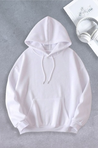 Ciel Lune Nevermind Unisex Kadın Erkek Markalı Oversize Sweatshirt 2 İplik Beyaz Beyaz