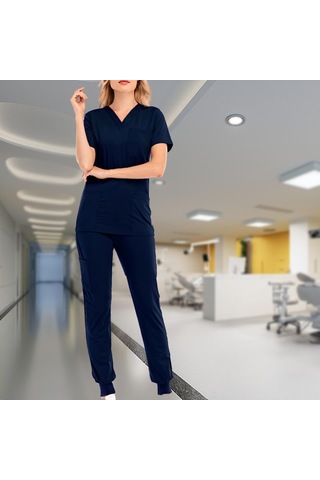 Dolıty Çok Cepli V Yaka İş Elbisesi Ile Nefes Xxl-koyu-mavi