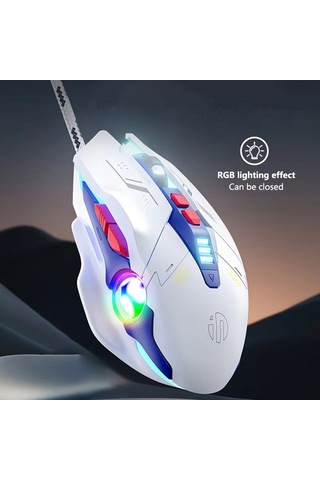 Inphic W9p Parlayan Bilgisayar Oyun Kablolu Fare Sessiz Sürüm Diğer