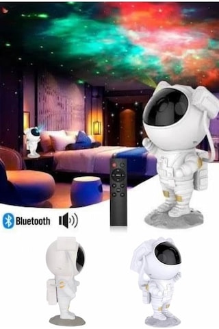 Mey İthalat Projeksiyon Astronot Lamba Speaker Sevimli Astronot Bluetooth Hoparlör