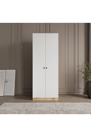 Altay 2 Kapaklı 2 Çekmeceli Giyinme Dolabı Led Askılıklı Tamamı Mdf Safir Meşe