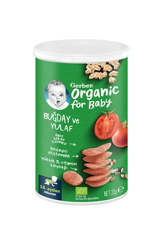Gerber Organik Buğday ve Yulaflı , Domates, Havuç ve Soğanlı Bebek Atıştırmalığı 35 gr x 5 Adet