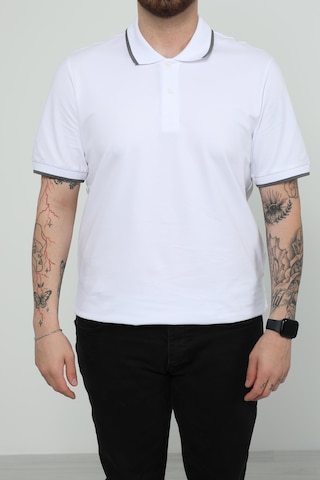 Hscstore Erkek Polo Yakalı Beyaz Tişört- 8421-beyaz Beyaz