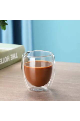 Ranyeek 350ml Bakırcam Cam Bardak, Isı Dayanıklı, Ev Kullanıma İdeal, Meyve Suyu-kahve-süt İçin, Eldivenli, Şeffaf, Konforlu Kullanım Şeffaf