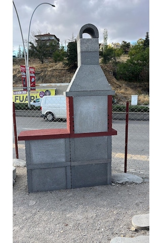 Mangal Barbekü 80 Lik Davlumbazlı Masalı Model Barbekü Gross Gri - Kırmızı