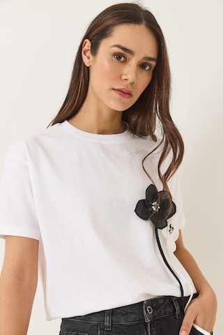 Shade Kadın Aksesuarlı Kısa Kollu Pamuklu T-shirt 60602041 - Beyaz