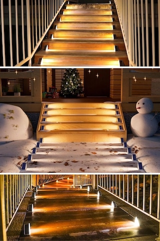 8 Adet Üçgen Güneş Enerjisi İle Şarj Olan Dış Mekan Solar Basamak Köşe Lambası Beyaz