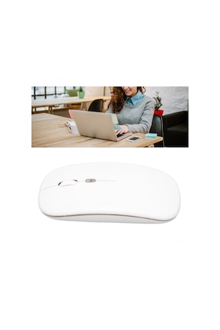 Tenfowee Beyaz Usb Şarjlı 2.4g Kablosuz Sessiz Fare - 3 Seviye Dpı Ayarı, Led Işıklı, 10m Mesafe, Ergonomik Tasarım Batarya Dahil
