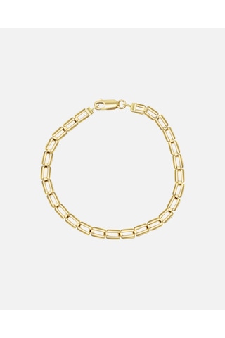 Echte 375 Altın Bilezik 19cm Parlak Gold Armband Karabiner Kapatma İle