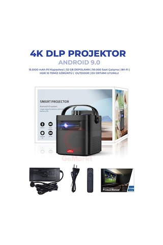 50000 Saat Akıllı Taşınabilir 4k Wi-fi 300 Ansı Dlp Projeksiyon Cihazı-134028