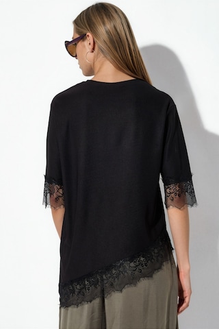 Hiccup Bdart Oversize Dantel Örme Bluz Siyah