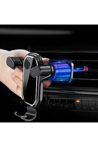 360 Dönen Araç İçi Menfez Telefon Tutucu Tüm Telefonlara Uyumlu Siyah