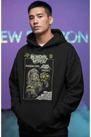 Sevbano Municipal Waste Rock Metal Müzik Grubu Ön Baskılı Unisex Oversize Siyah