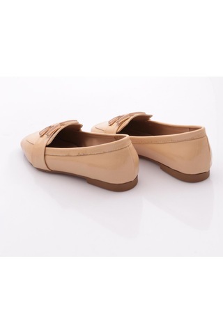 Dgn 5005 Kadin Tokali Loafer Nude Kırışık Rugan