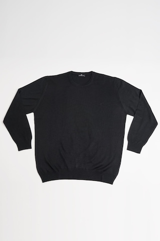 Woolen World Bisiklet Yaka Battal Büyük Boy Yünlü Triko Kazak Siyah