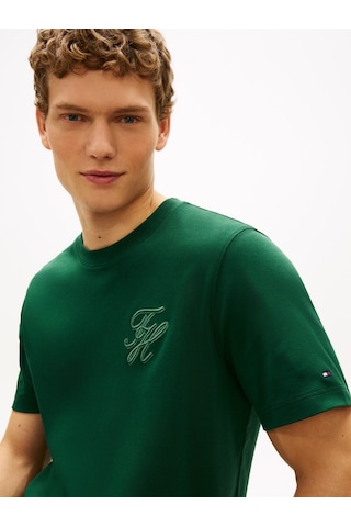 Tommy Hilfiger Scrıpt Lıght Interlock Tee Erkek Yeşil T-shirt - Mw0mw42391