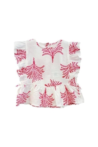 Kız Bebek Desenli Pamuklu Bluz-14535 Pembe