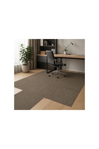 Karo Halı Modüler Yer Halısı Ev Ofis Oda Salon Koridor Antre Zemin Kaplama 50x50 Cm Bej
