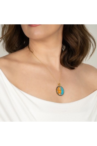 Kayra Mücevher Mineli Yengeç Burcu Altın Kaplama Kolye