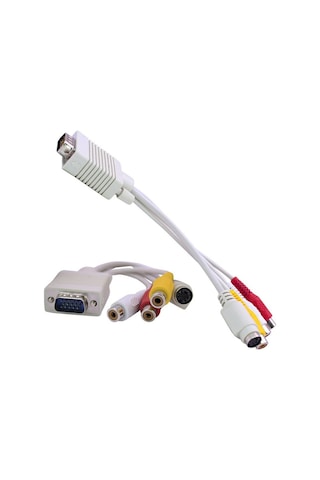 15 Cm. Vga Erkek To 3 Rca Dişi + S Video Dişi Dönüştürücü Kablo