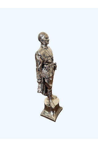 Atatürk Büstü Heykel Biblo 34 Cm Gümüş Renk