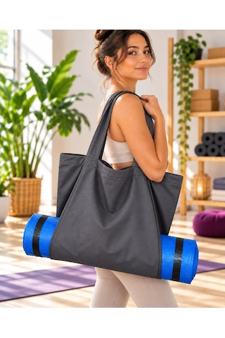 Mat Taşıma Çantası Yoga Fitness Silindir Antrenman Çantası - Çantalı Fermuarlı Mat Taşıma Çantası Antrasit