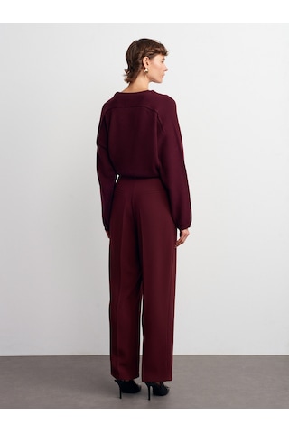 Dilvin 7954 Yüksek Bel Pantolon-bordo Bordo